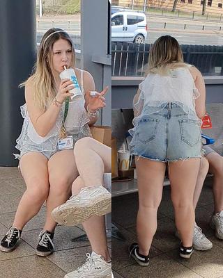 [CANDID] TEEN TEASES WITH LEGS AND CHEEKS